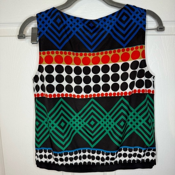 Trina Turk Colorful Geometric Tank Top Size Small Petite GUC 100% Silk - Picture 4 of 9